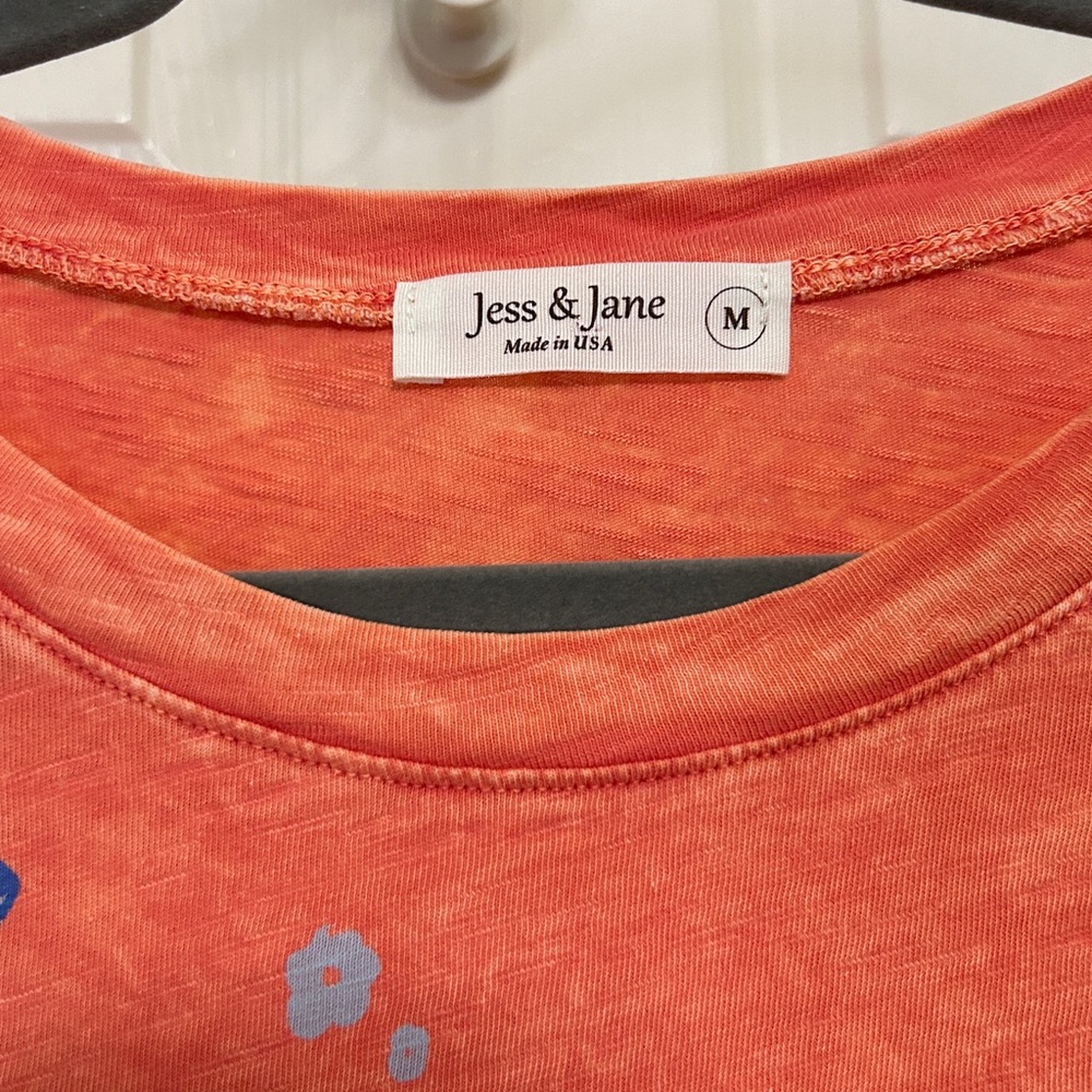 Jess & Jane Cotton Peach Dragonfly Tunic Florals Spring Summer Natural Fiber M - Picture 2 of 12